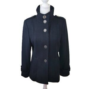 Kristen Blake Wool Blend Black Coat Mid-Length Warm Classic Coat Women's Size S